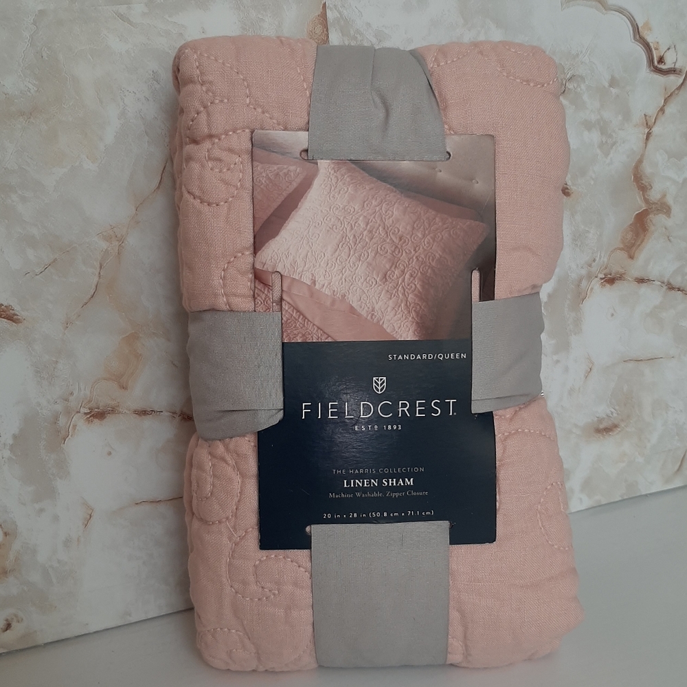*FIELDCREST Standard Quilted Linen Rose Blush Sham